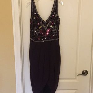 Plum shirt dress with sequences up top